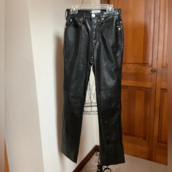 FRAME Black 'Le High 'N' Tight' Leather Pants, 25” - Picture 2 of 9